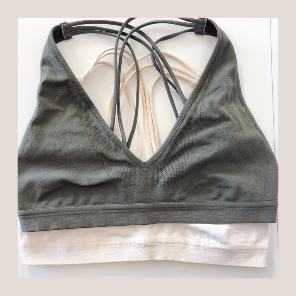 💸 FREE with $75+ Bundle - Bralette Set - Green and Cream, Size S